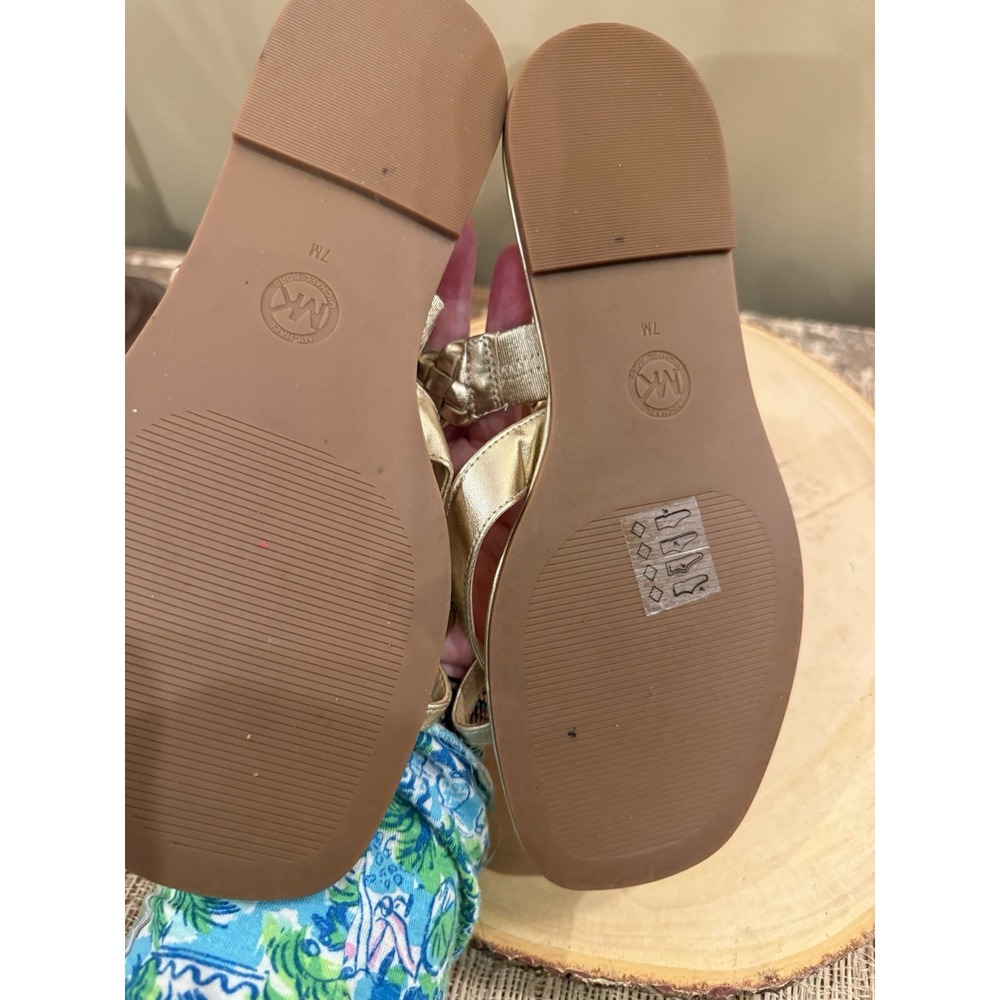 Michael Kors Alba Thong Sandal Slide Pale‎ Metallic Gold 7M New Rt-155$ - Picture 4 of 4